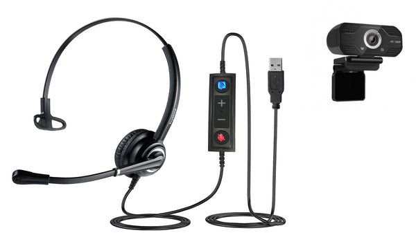 Voicepro 10 UC Single Ear USB Headset and W830 Webcam Bundle