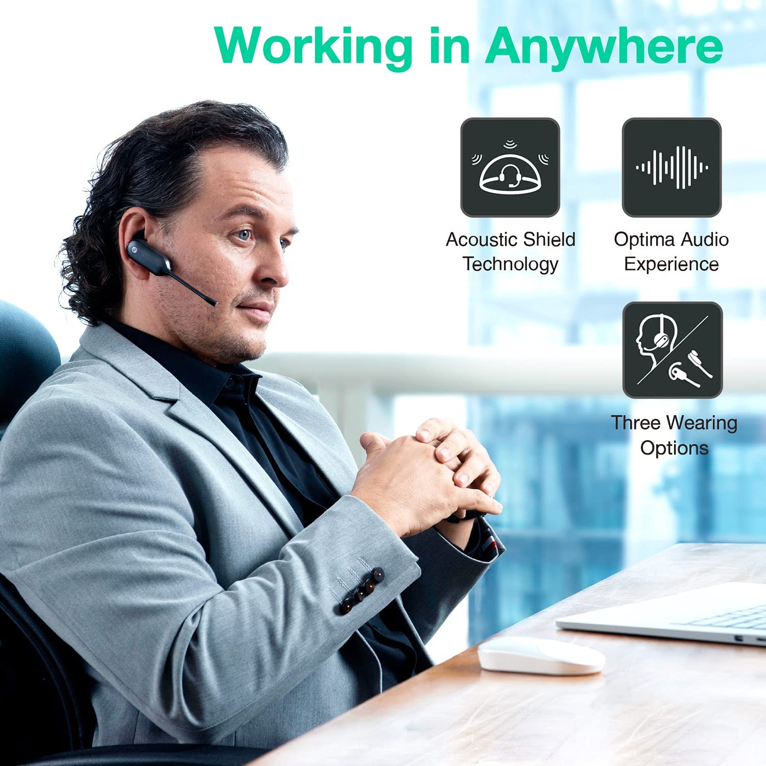 Auriculares convertibles Yealink WH63 y paquete EHS60