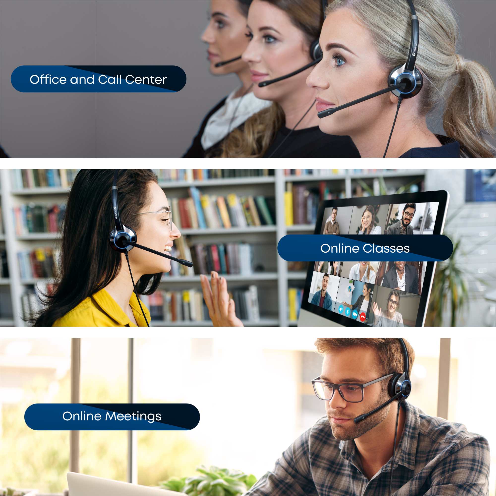 TruVoice HD-500 Single Ear Noise Canceling Headset Including QD Cable for Mitel Phones