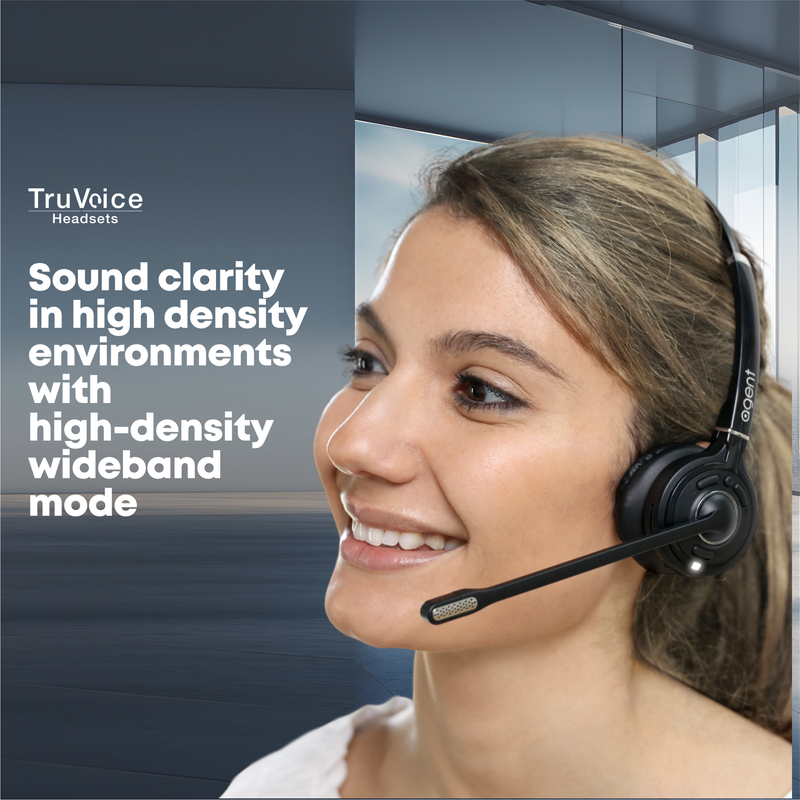TruVoice Agent AW40 Duo Wireless USB Computer Headset (Includes DECT Wireless Dongle)