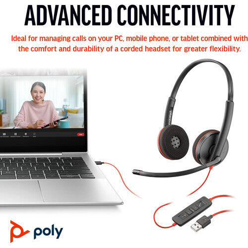 Poly Blackwire 3220 USB-A/C Binaural Headset MPN 8X228AA