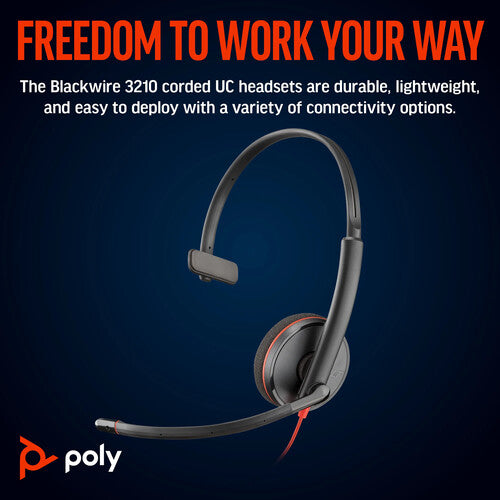 Poly Blackwire 3215 USB-A/C Monaural Headset With 3.5mm MPN 8X227AA