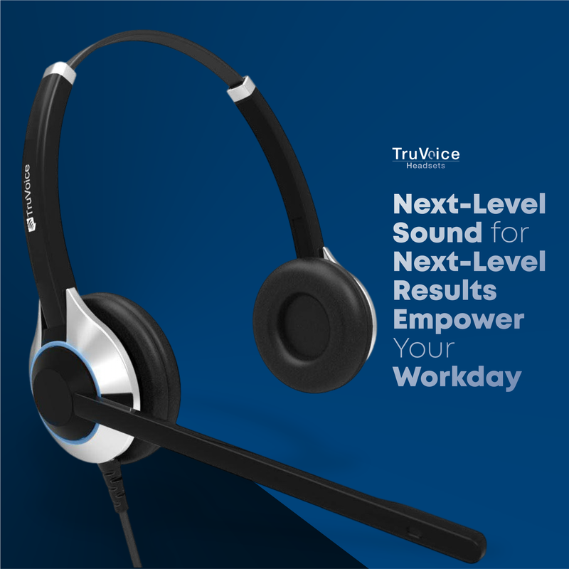 TruVoice HD-550 Double Ear Headset with Noise Canceling Microphone and HD Speakers