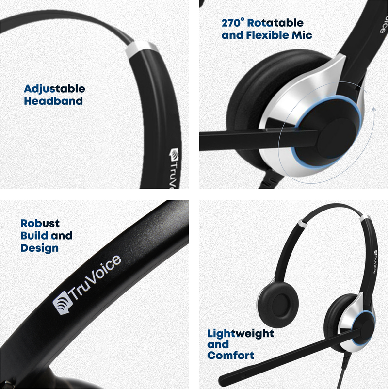 TruVoice HD-550 Double Ear Noise Canceling Headset Including QD Cable for Grandstream Phones