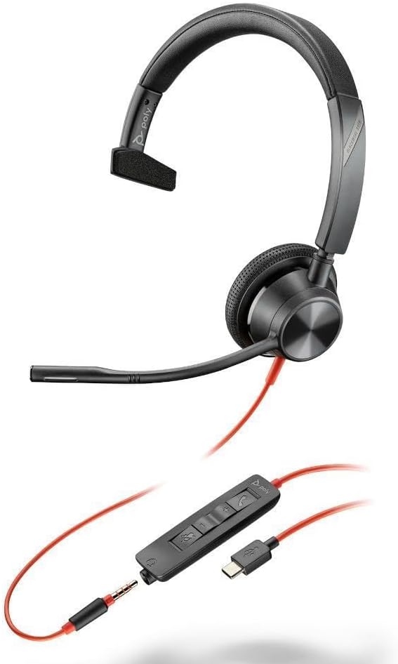 Poly / Plantronics Blackwire 3315-M USB-A/C and 3.5mm Mono Headset MPN 8X218AA