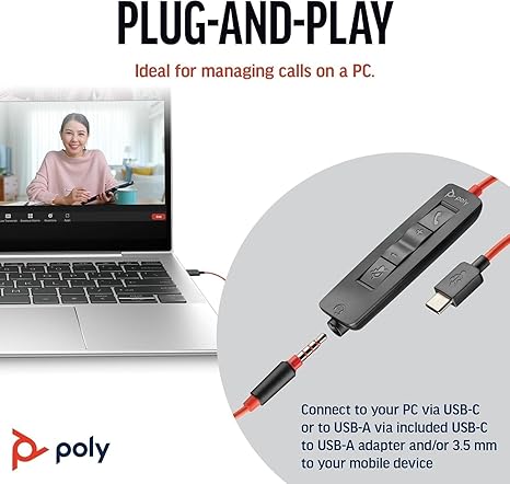 Poly Blackwire 3325 Stereo USB-A/C Headset +3.5mm Plug MPN 8X221AA