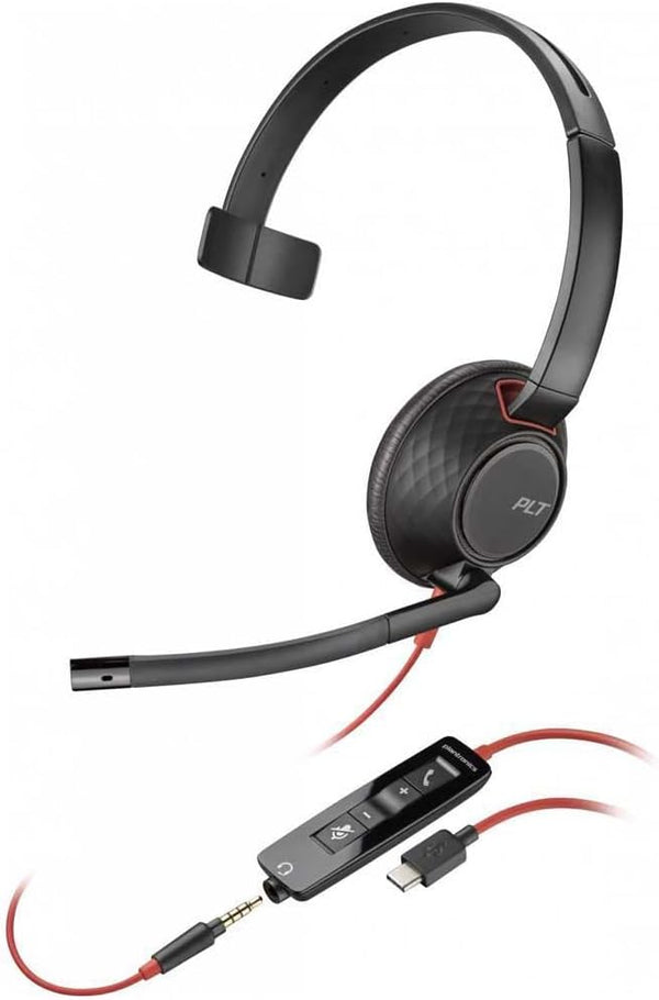 Poly / Plantronics Blackwire 5210 Mono Headset With 3.5mm Connectivity (USB-C/A Adapter)