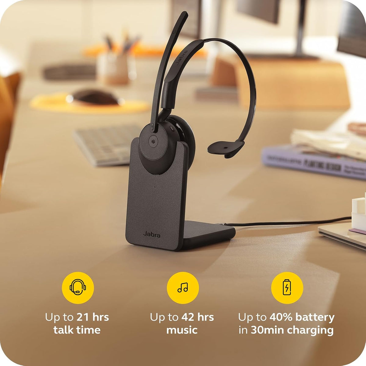 Jabra Evolve3 45 Mono MS Headset with Charge Stand (USB-C) - MPN: 34599-899-889