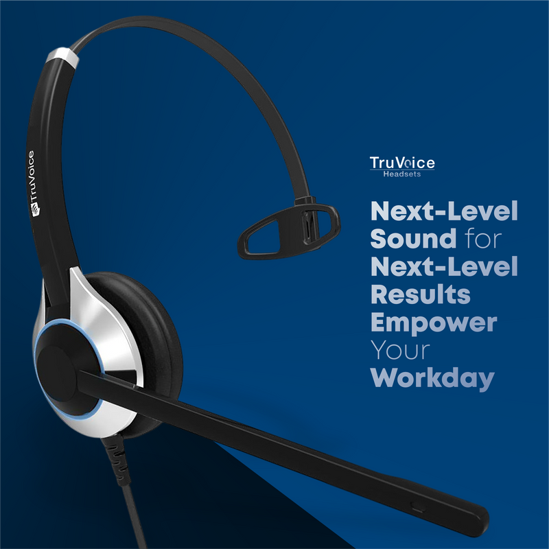 TruVoice HD-500 Single Ear Noise Canceling Headset Including QD Cable for Polycom VVX and SoundPoint Models of Telephone