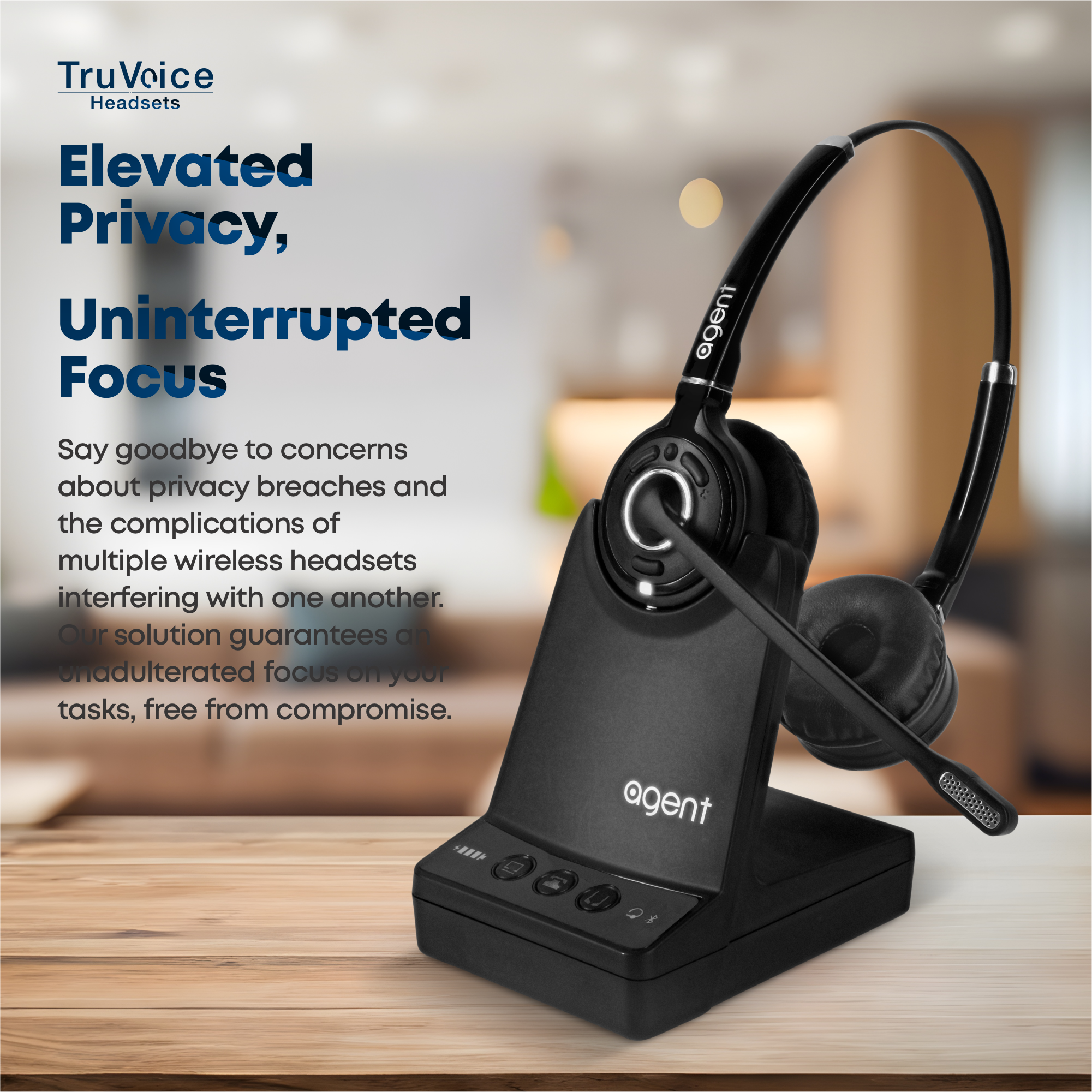 TruVoice Agent AW80 Duo Wireless Dect Headset (Triple Connectivity)