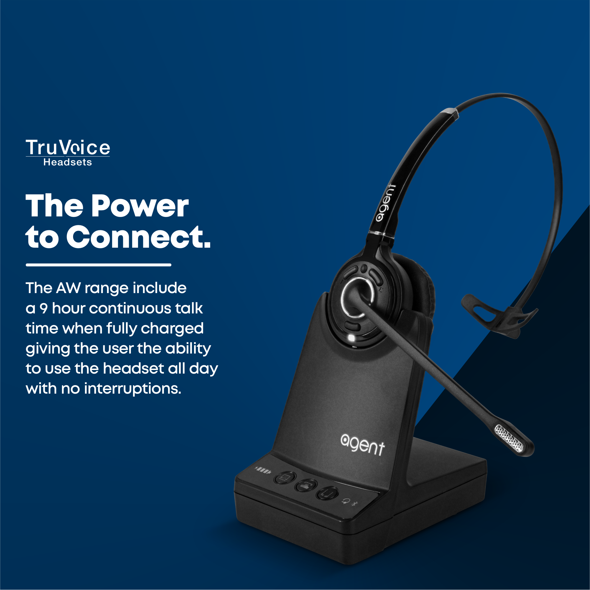 TruVoice Agent AW70 Mono Wireless Dect Headset (Triple Connectivity)