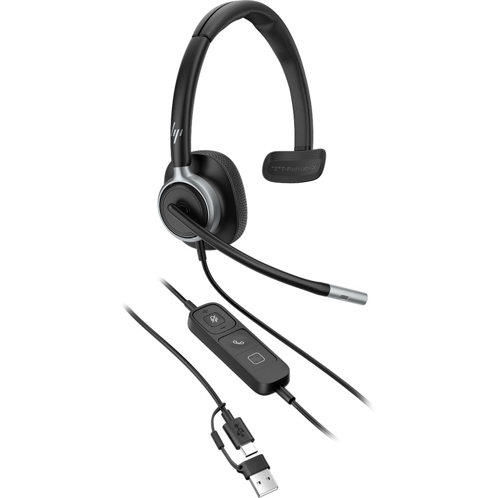 Poly Mission 615 Single Ear Teams Wired Headset - USB-A/C (C01C3AA#AC3)