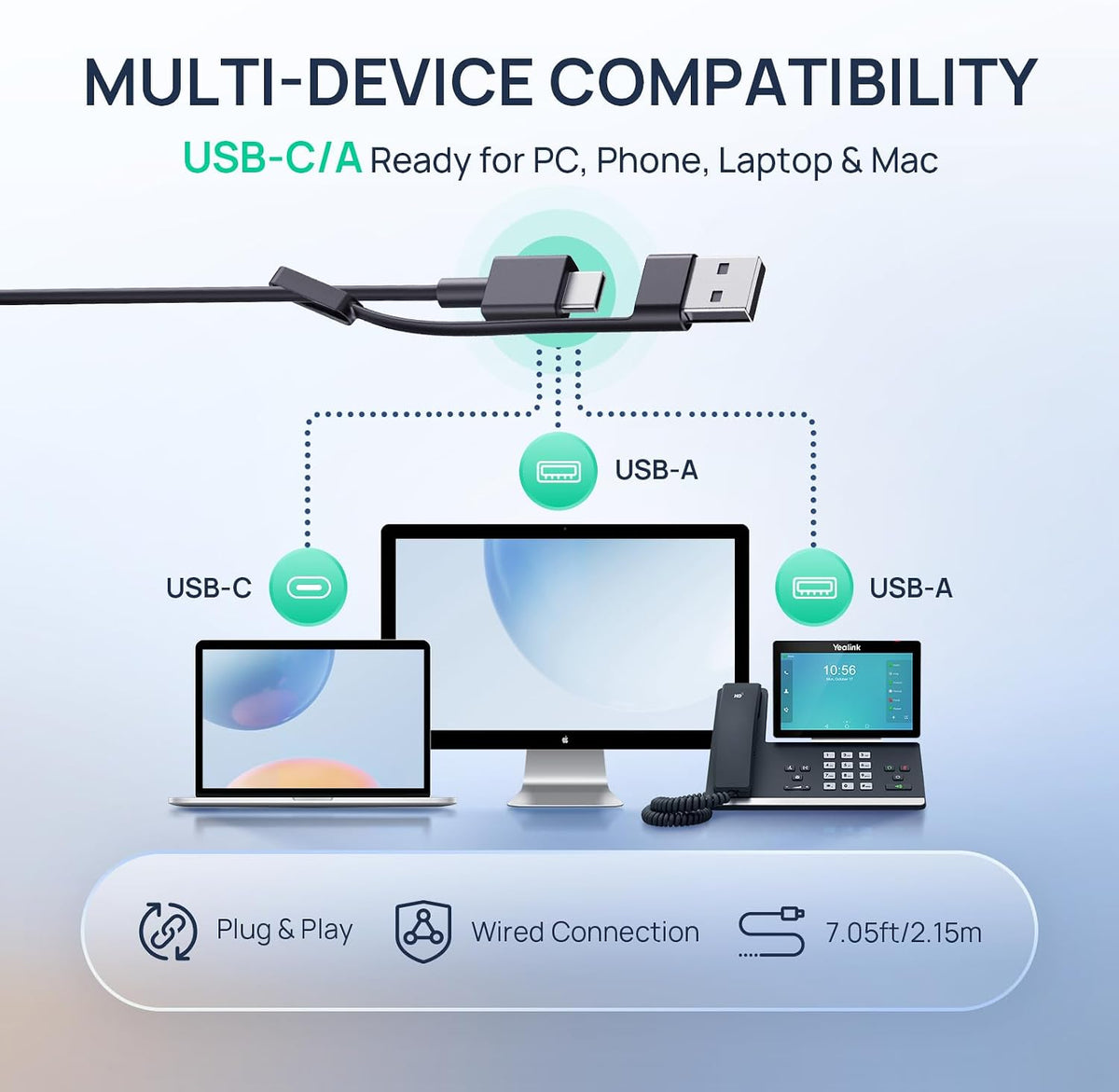 Yealink UH46 Mono USB-A/C Headset - MPN: 1308242