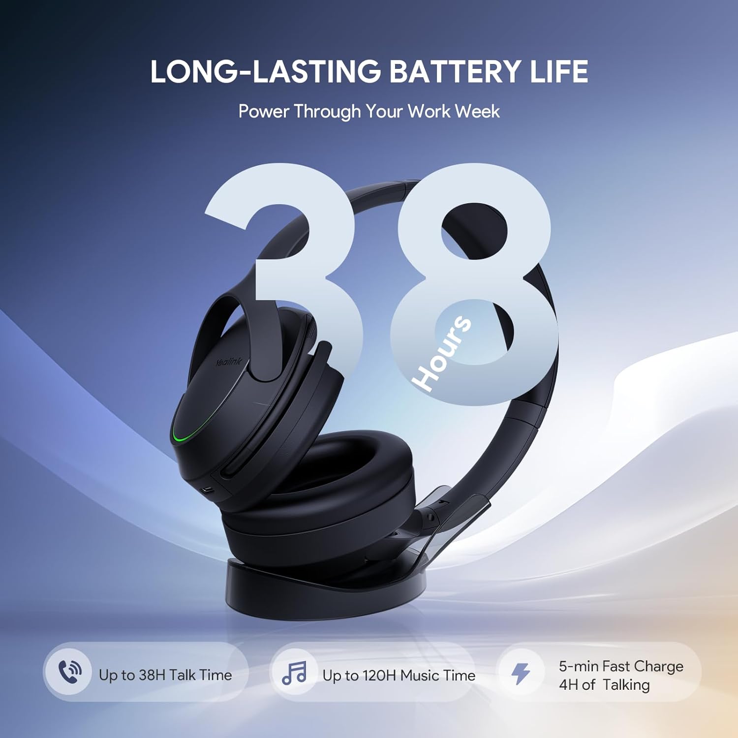 Yealink BH78 ANC Wireless DECT Headset with Charging Stand (USB-A & USB-C) - MPN 1208731