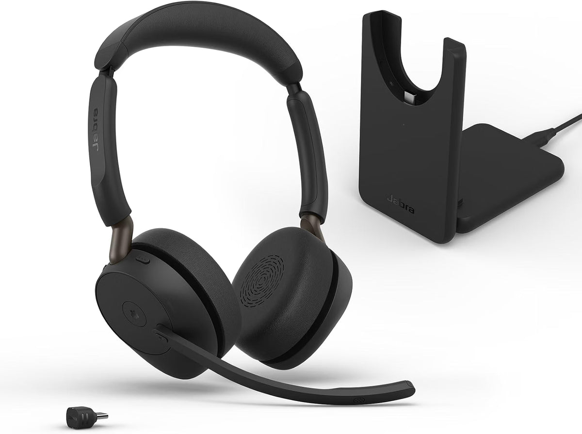 Jabra Evolve3 65 Stereo MS Wireless Headset With Charge Stand (USB-C) - MPN: 36599-999-889