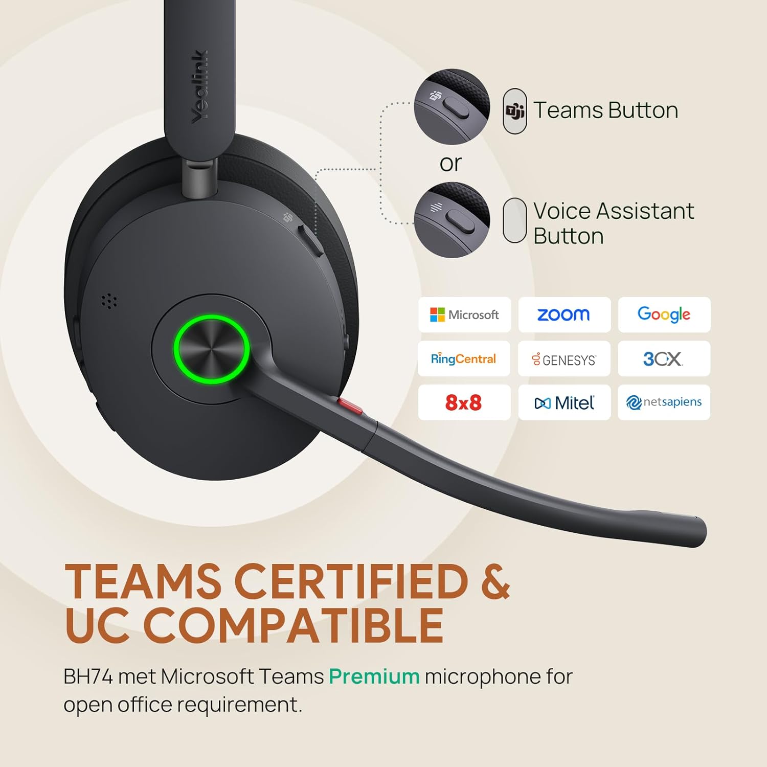 Yealink BH74 Duo Teams USB-A/C Headset With ANC - MPN: 1208678