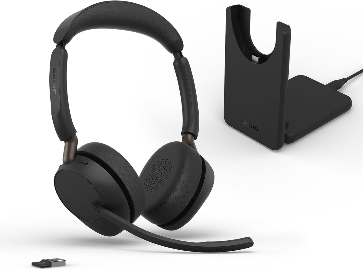 Jabra Evolve3 65 Stereo MS Wireless Headset With Charge Stand (USB-A) - MPN: 36599-999-989