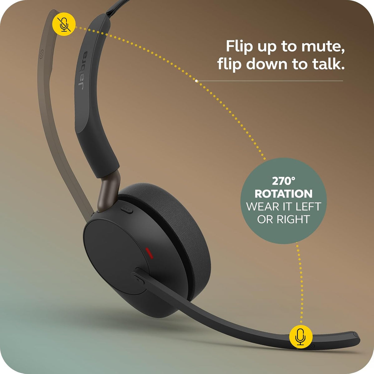 Jabra Evolve3 65 Mono MS Wireless Headset (USB-C) - MPN: 36599-899-899