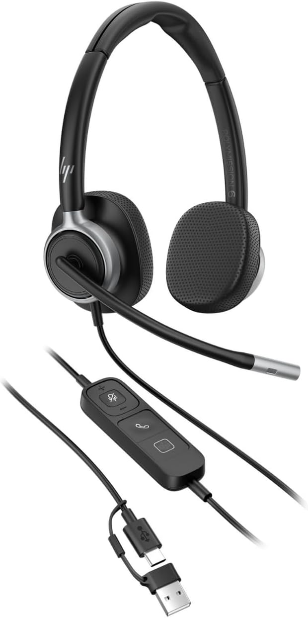 Poly Mission 625 Double Ear Teams Wired Headset - USB-A/C (C01C6AA#AC3)