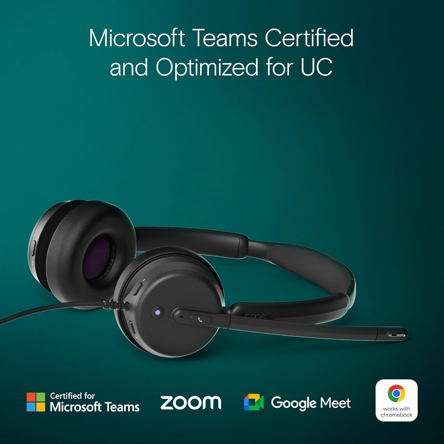 EPOS IMPACT 400 Duo Microsoft Team Wired Headset, included USB-C Dongle with USB-A Adapter MPN: 1001494