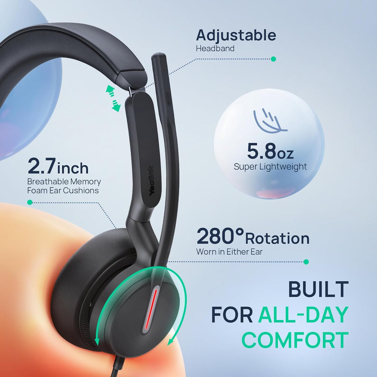 Yealink UH46 Mono USB-A/C Headset - MPN: 1308242