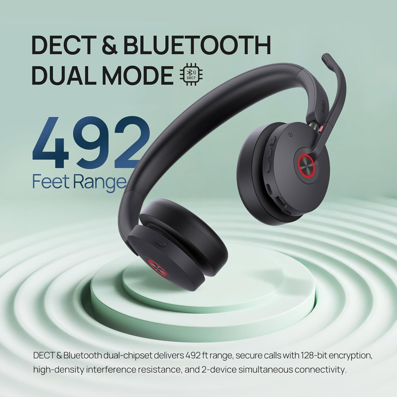 Yealink WH68 Hybrid Teams ANC DECT&Bluetooth Wireless Headset MPN: 1208714