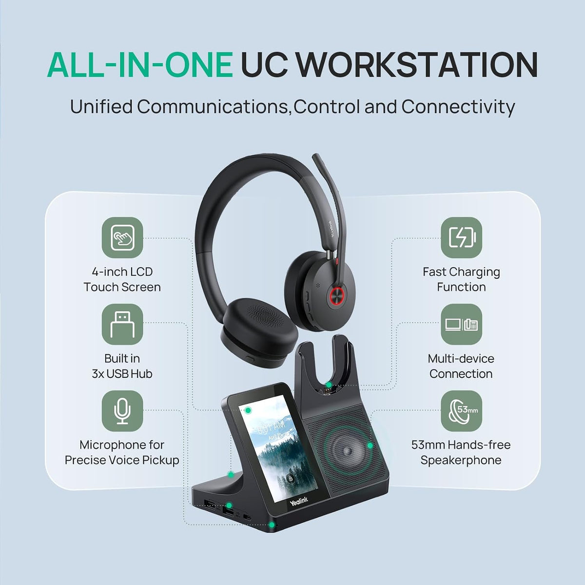 Yealink WH68 Dual workstation ANC DECT & Bluetooth Wireless Headset MPN 1208738