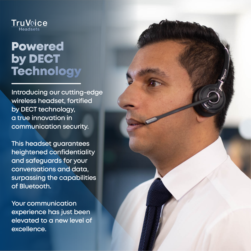 TruVoice Agent AW40 Duo Wireless Dect USB Headset (Includes DECT Wireless Dongle)