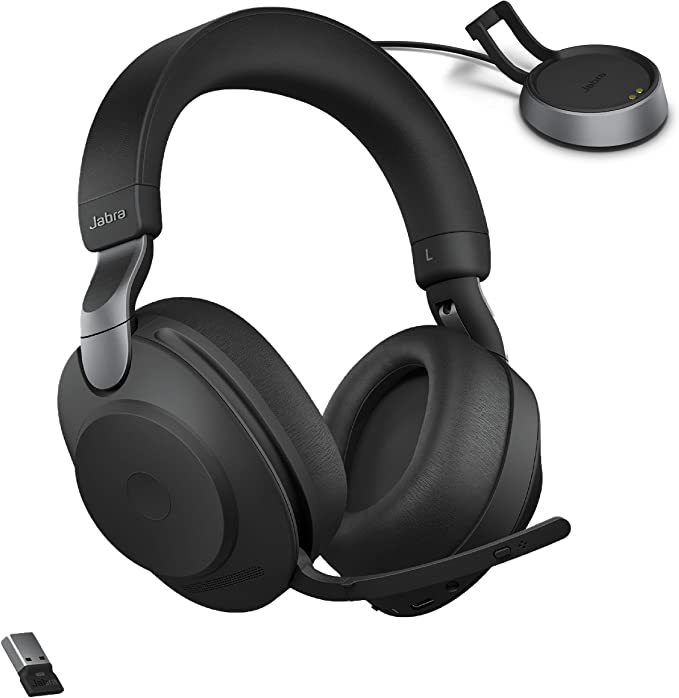 Jabra Evolve2 85 Wireless Headset Link380A MS Stereo Stand Black Microsoft Teams Certified