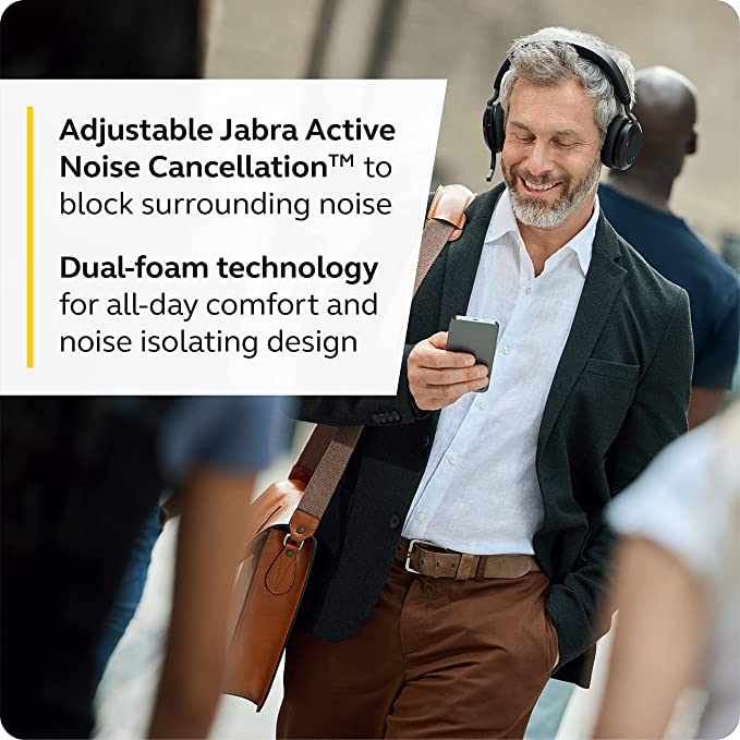 Jabra Evolve2 75, Wireless Headset, Link380A, MS Stereo, With Charging Stand, Black