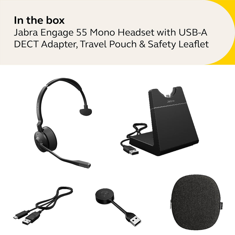 Jabra Engage 55 DECT Wireless Headset Mono MS with USB-A Link 400