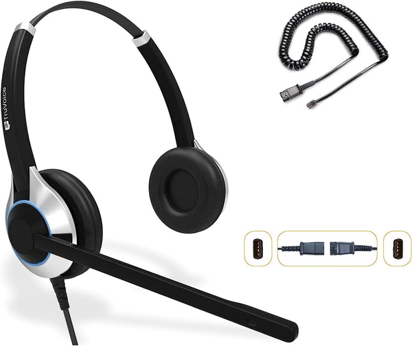 TruVoice HD-550 Double Ear Noise Canceling Headset Including QD Cable for Digium / Sangoma Phones