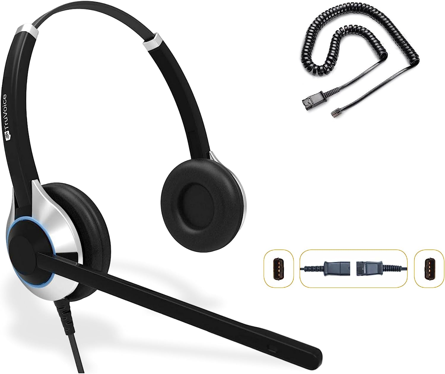 TruVoice HD-550 Double Ear Noise Canceling Headset Including QD Cable for Mitel Phones