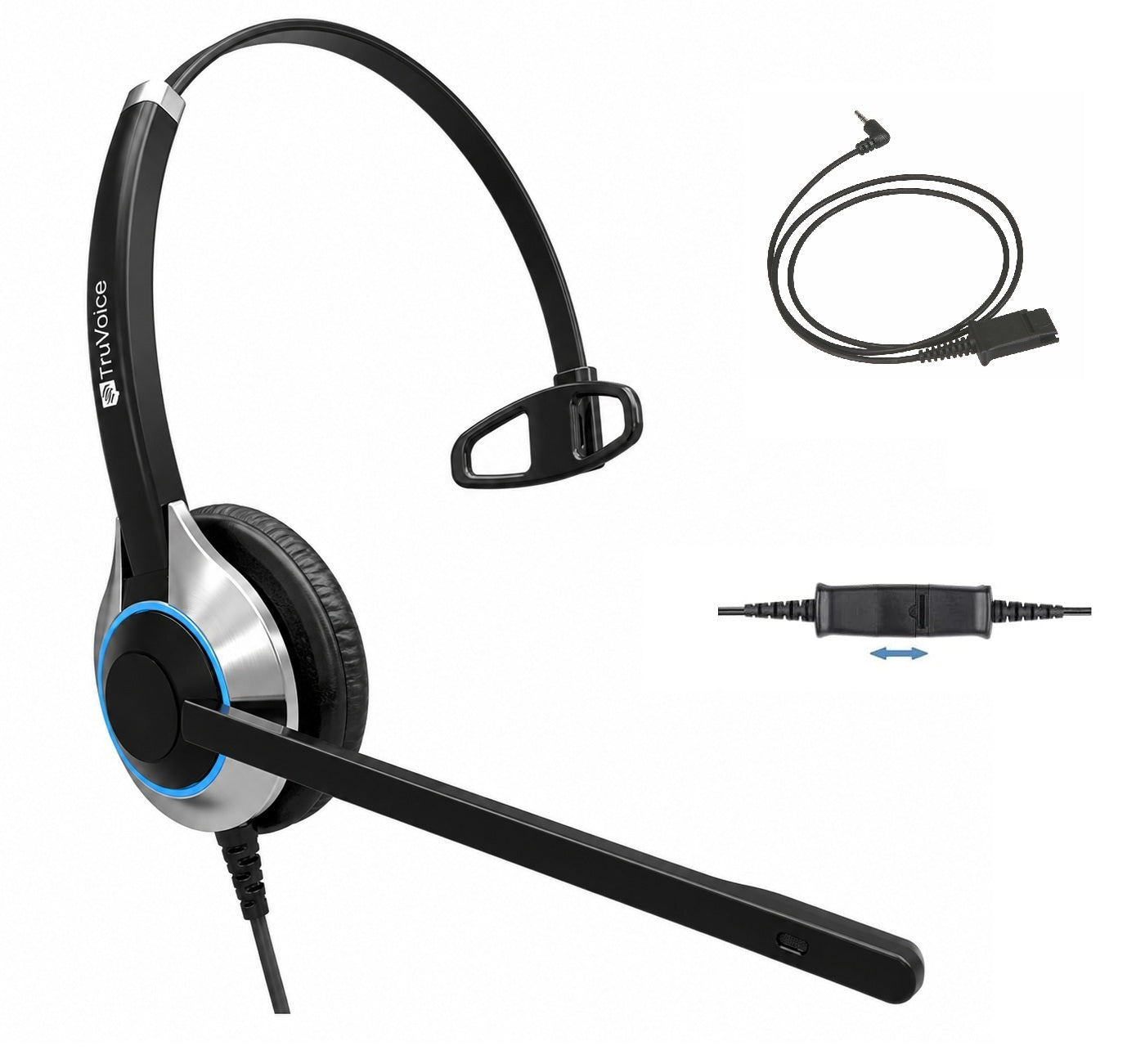 TruVoice HD-500 Single Ear Noise Canceling Headset Including 2.5mm QD Cable
