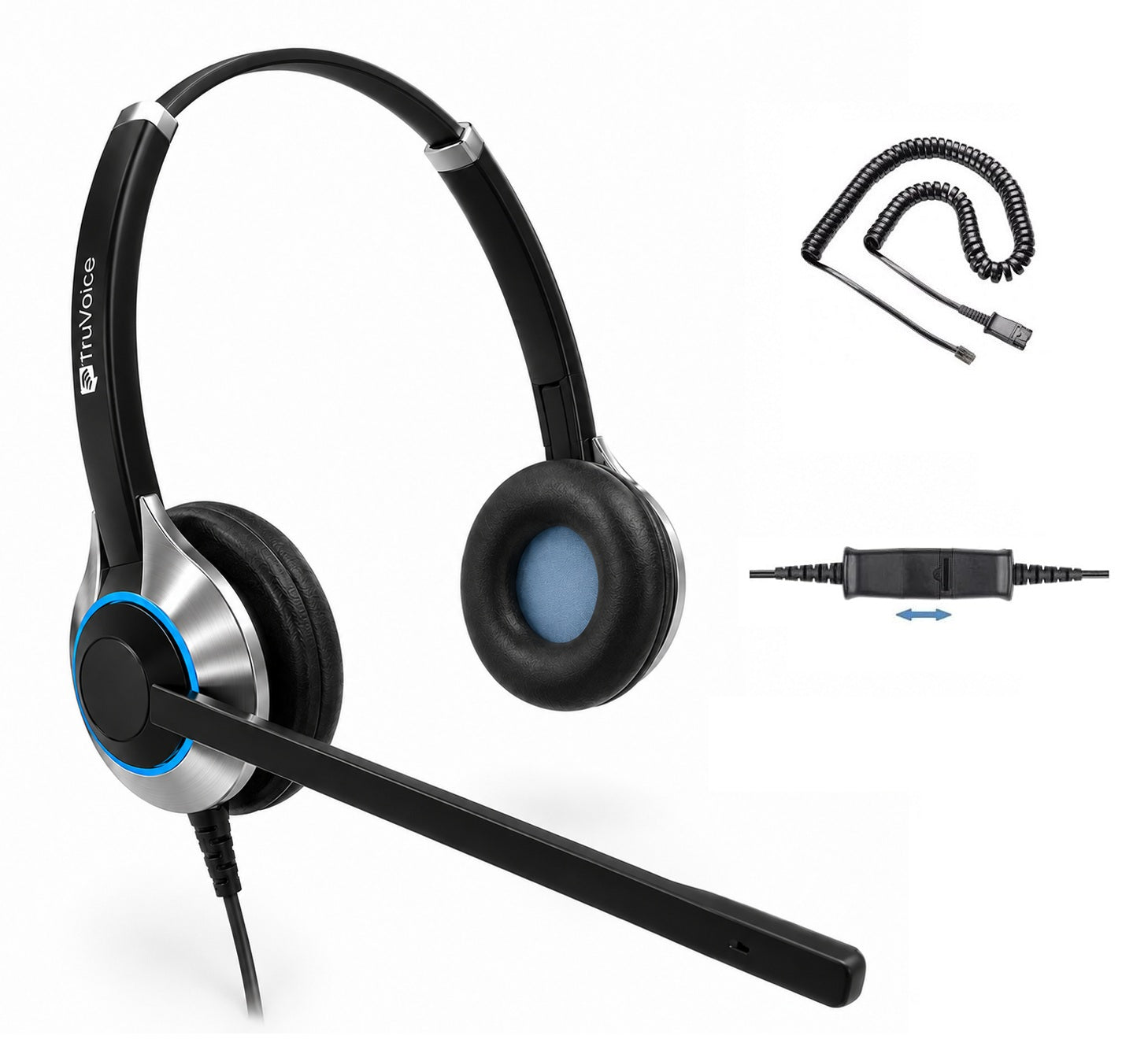 TruVoice HD-550 Double Ear Noise Canceling Headset Including QD Cable for Yealink Phones