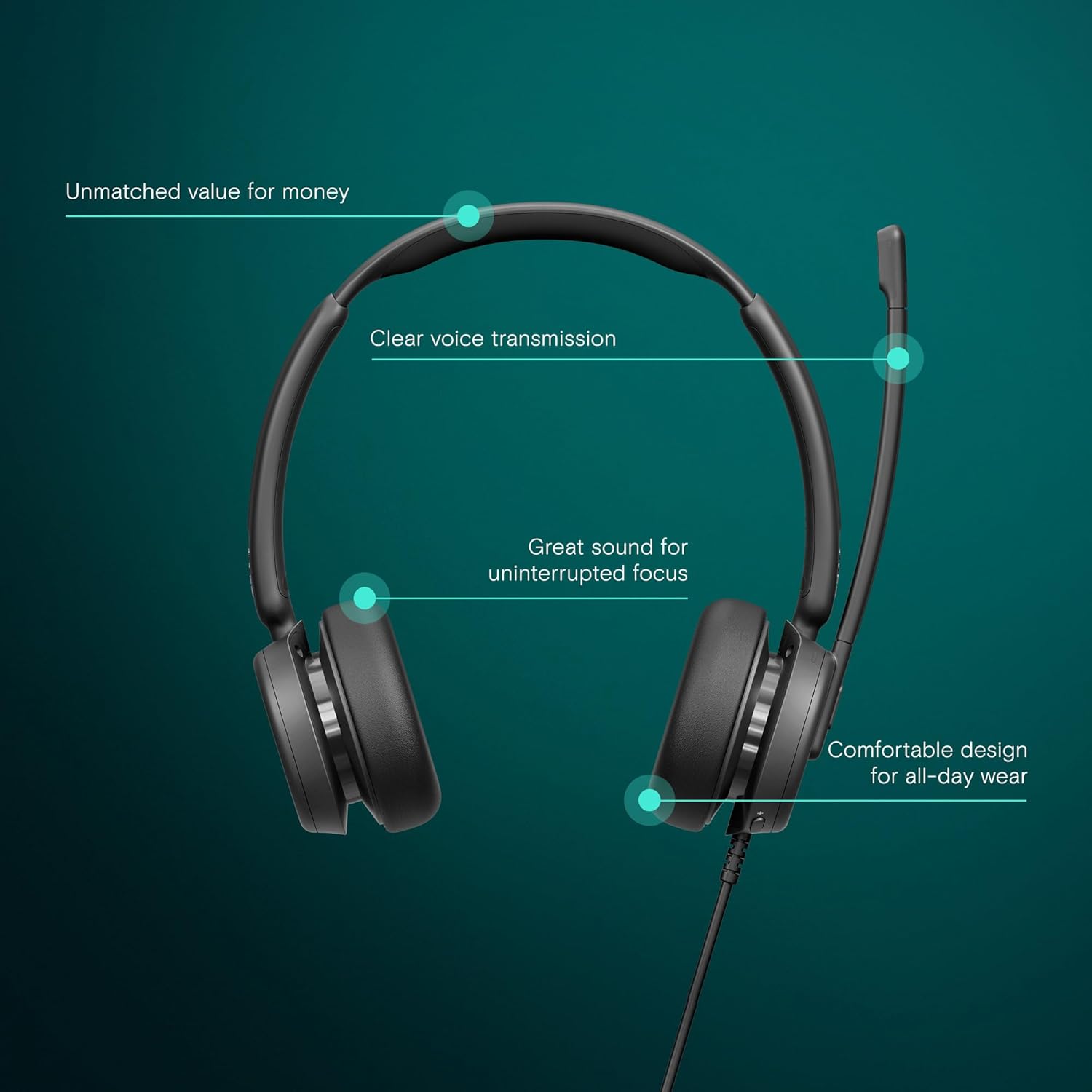 Epos IMPACT 460T Duo Wired Teams Headset including USB-C to USB-A Adap