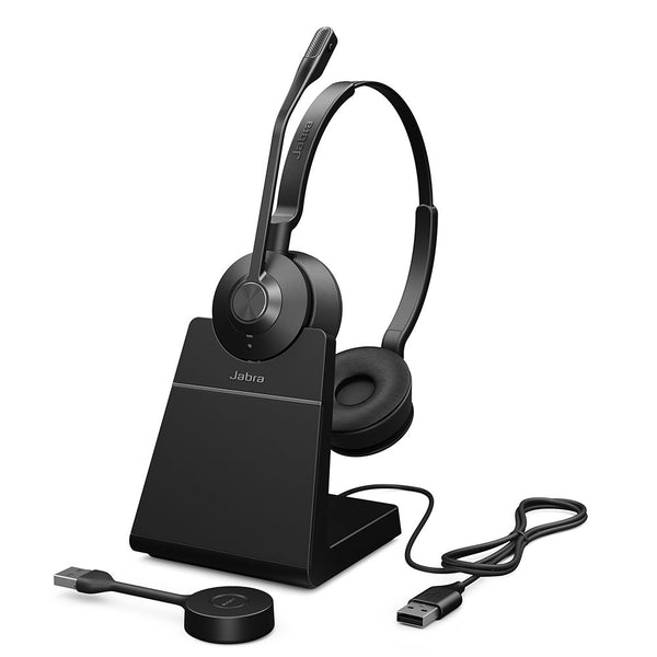 Jabra Engage 55 USB-A UC Stereo Wireless On Ear Computer Headset with Charging Stand, Black