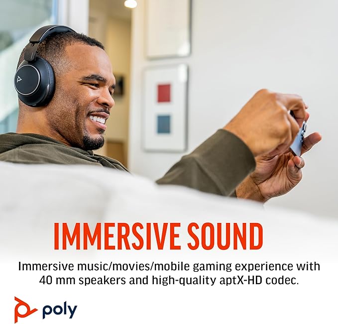 Poly Voyager Surround 85 UC Noise Canceling Wireless Over-Ear Headset Wih Charging Stand (ANC)