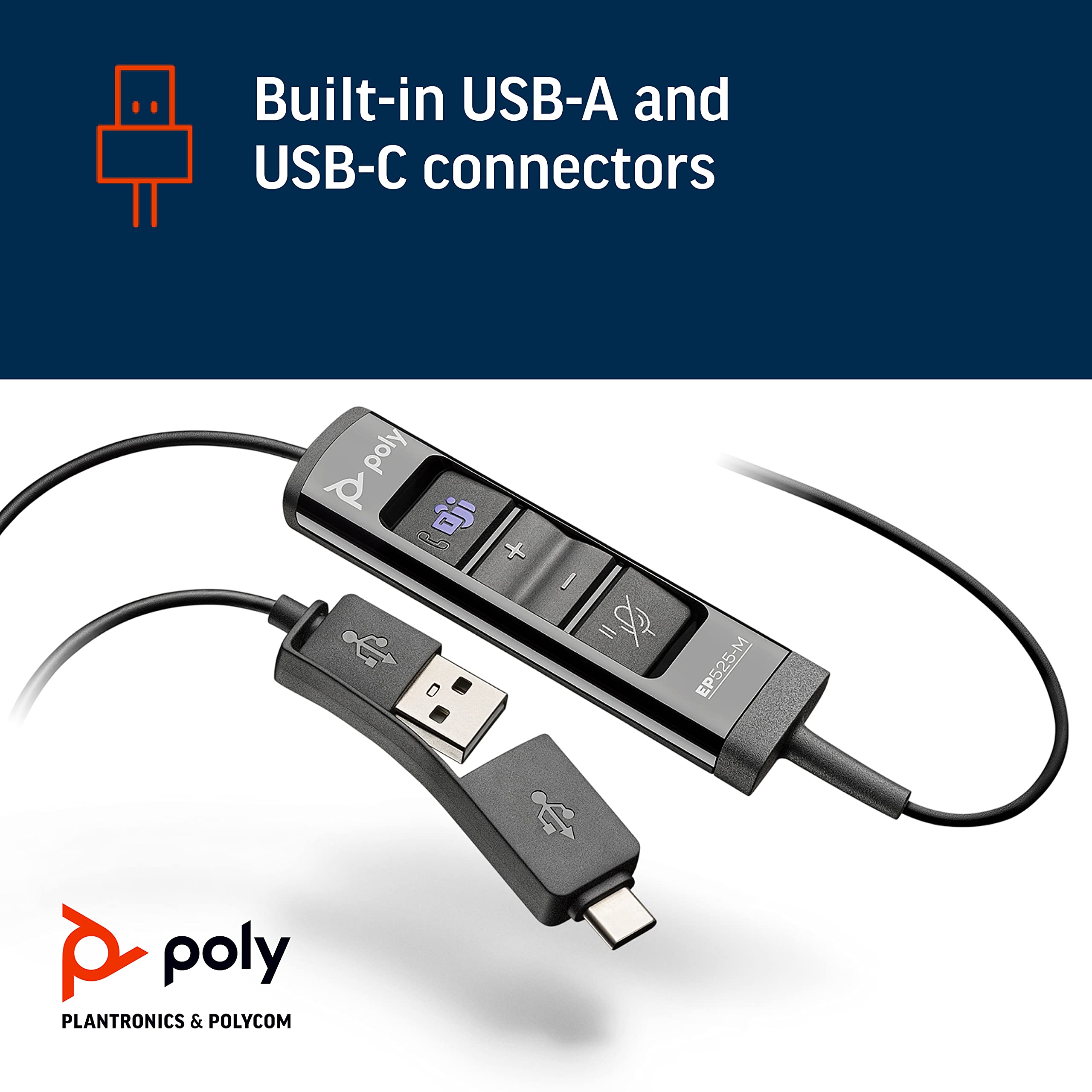 Poly EncorePro EP525-M USB-A and USB-C Binaural, Teams Certified MPN 7