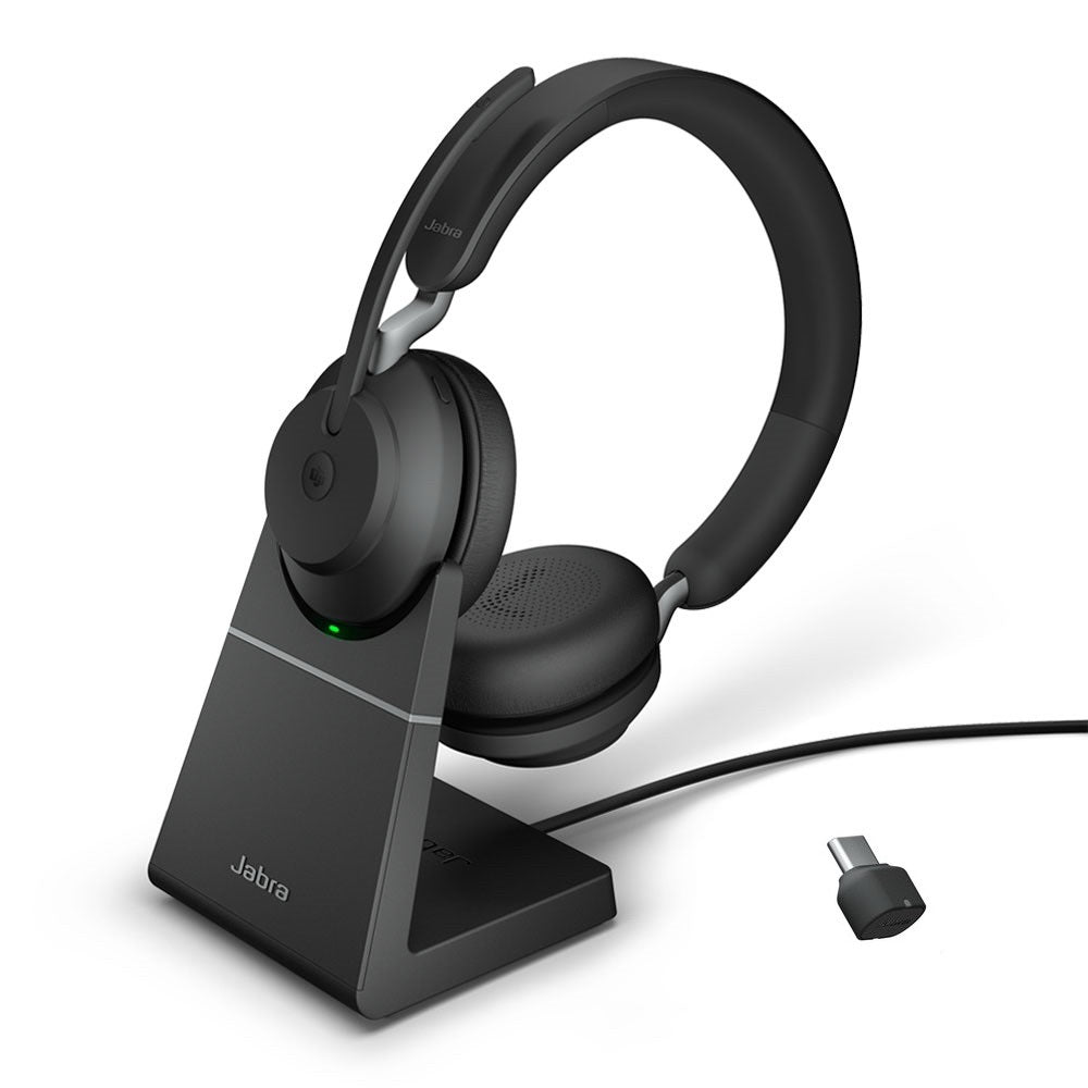 Jabra Evolve2 65 Wireless Headset Link380C MS Stereo Stand Black Microsoft Teams Certified