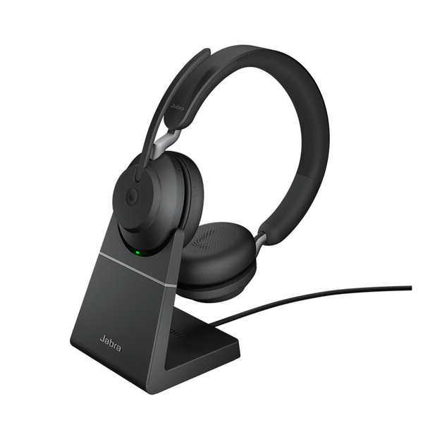 Jabra Evolve2 65 Wireless Link380A UC Stereo Stand Black