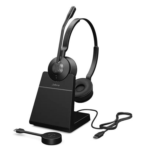 Jabra Engage 55 USB-C MS Stereo Wireless On Ear Computer Headset With Link 400 and Charging Stand