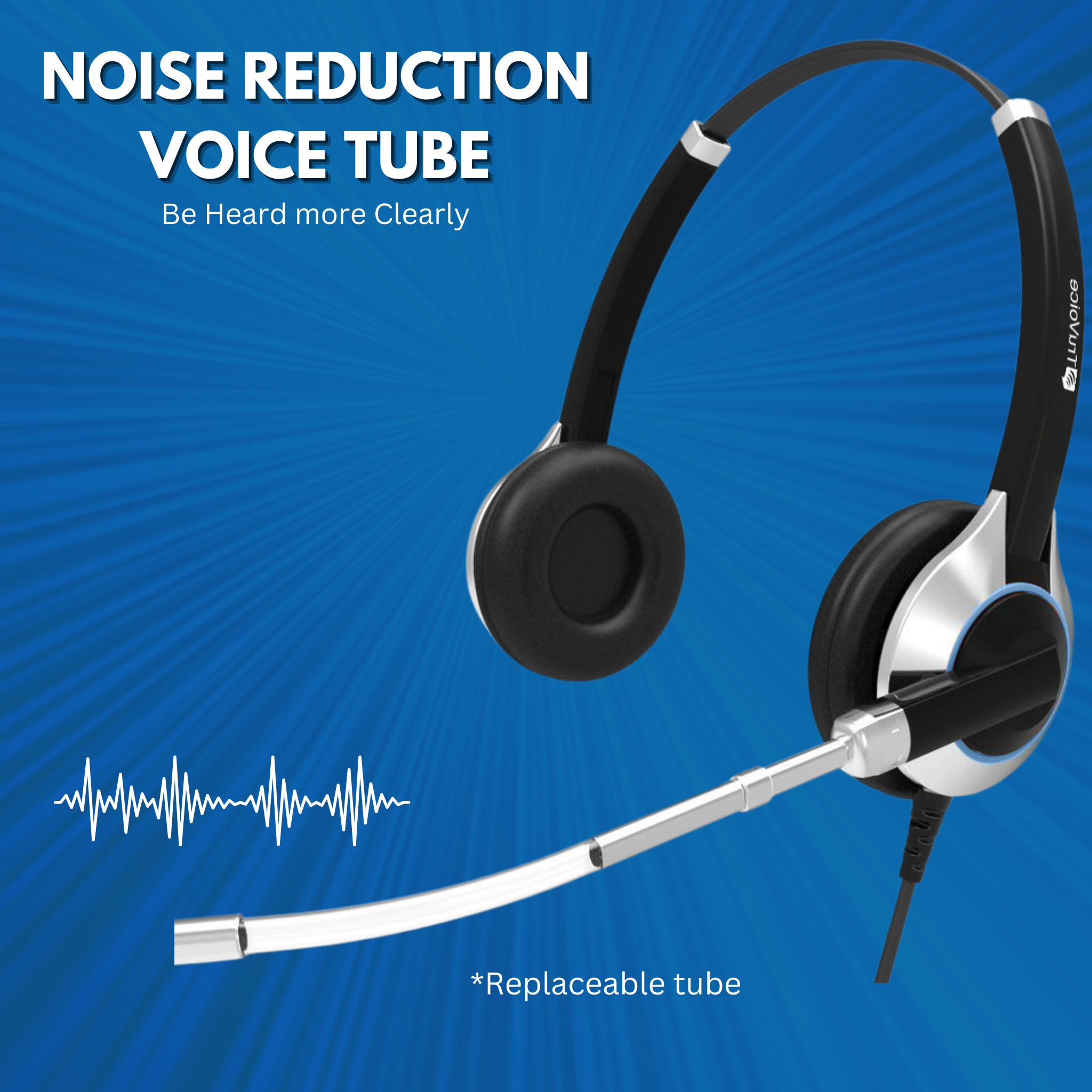 TruVoice HD-350 Binaural Voice Tube Headset Including USB-C Adapter Cable