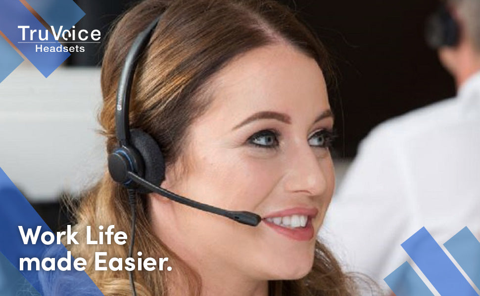 TruVoice HD-150 Double Ear Noise Canceling Headset Including QD Cable for Polycom VVX and SoundPoint Models of Telephone