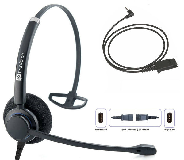 TruVoice HD-100 Single Ear Noise Canceling Headset Including 2.5mm QD Cable