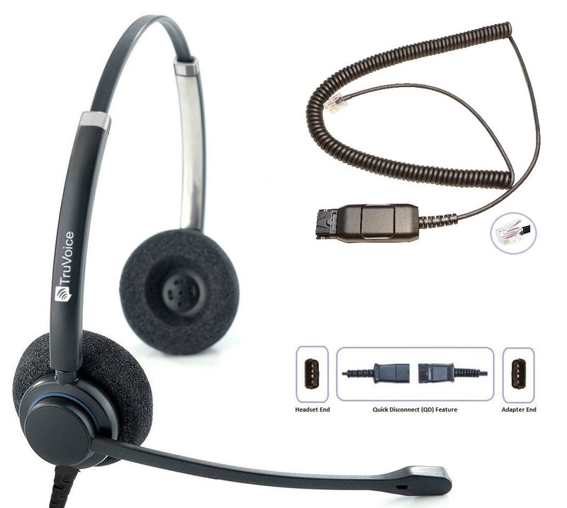 TruVoice HD-150 Double Ear Noise Canceling Headset Including QD Cable for Avaya IP Phones