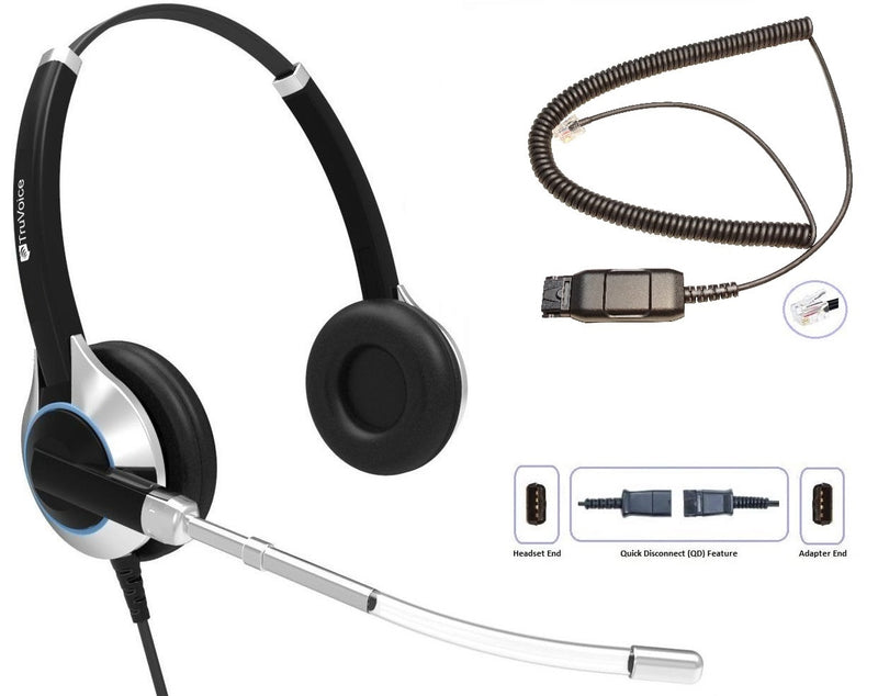 TruVoice HD-350 Double Ear Voice Tube Headset Including QD Cable for Avaya IP Phones