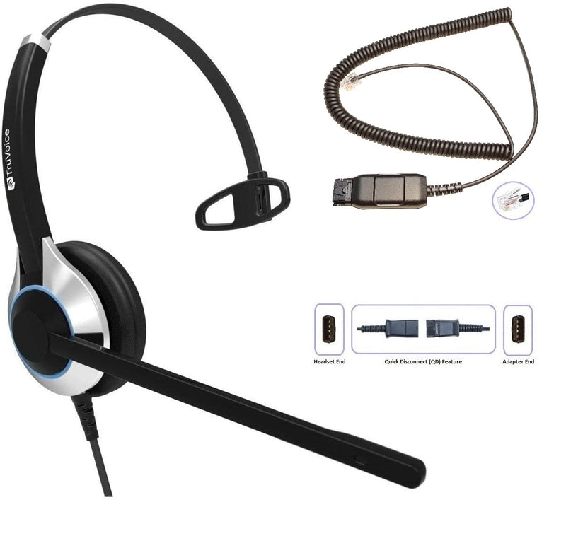 TruVoice HD-500 Single Ear Noise Canceling Headset Including QD Cable for Avaya IP Phones