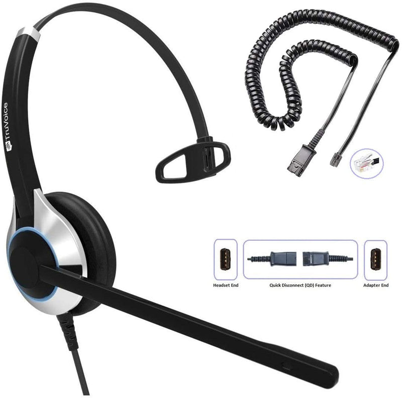 TruVoice HD-500 Single Ear Noise Canceling Headset Including QD Cable for ShoreTel Phones