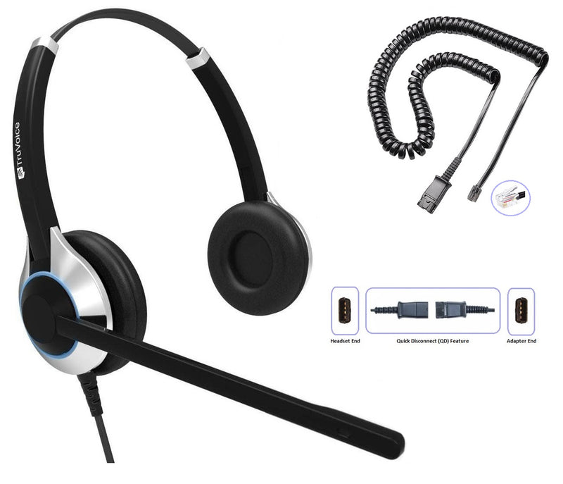 TruVoice HD-550 Double Ear Noise Canceling Headset Including QD Cable for ShoreTel Phones